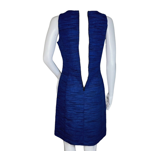 Loft Dress Womens 0 Royal Blue Tweed Textured Fit & Flare Office Workwear Career - Picture 5 of 8